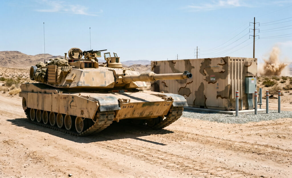 Tank next to military grade battery system.