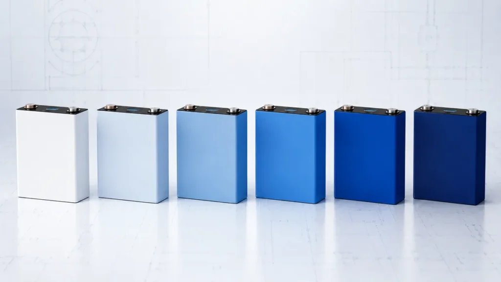 Six Battery Cells in Blue Gradient opt